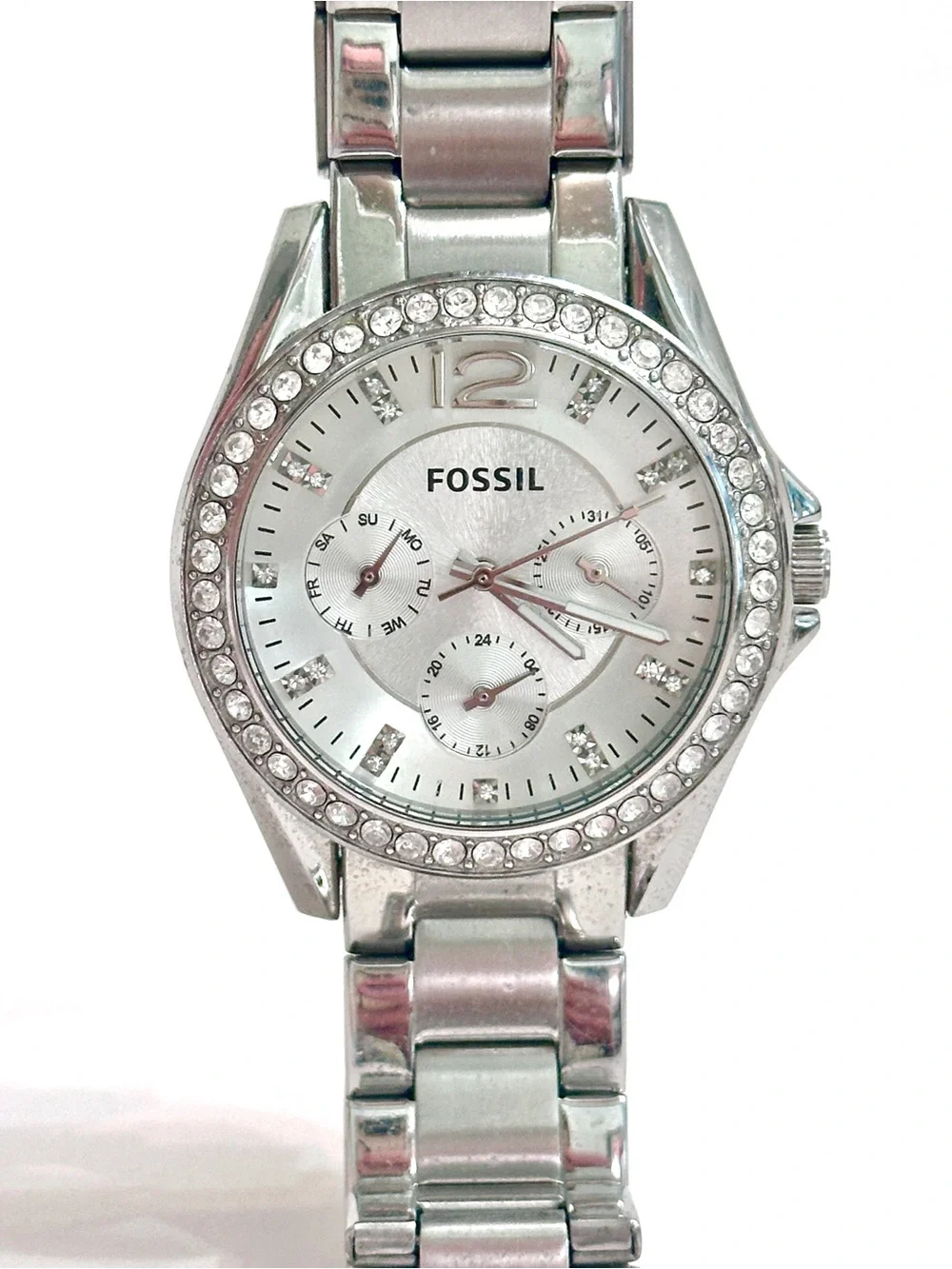 Fossil RILEY Crystal-Trim Stainless Steel Women's Watch